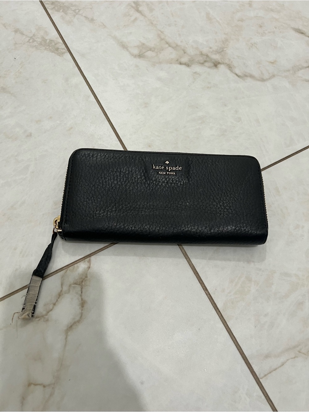 Kate Spade Black Pebbled Leather Zip Wallet